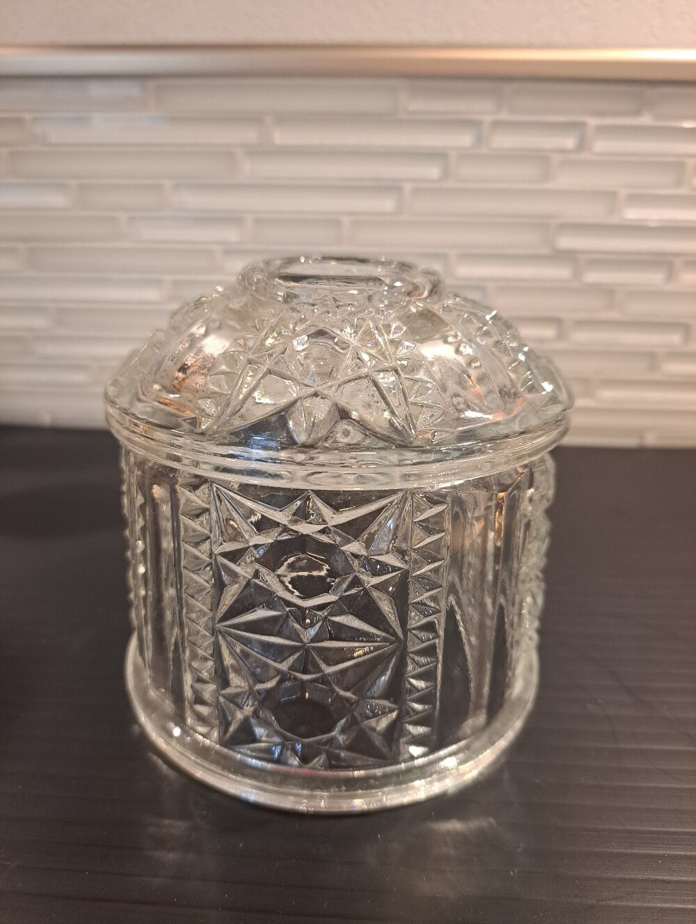 Indiana Clear Glass Stars and Bars Fairy Lamp Top- replacement piece. AS IS